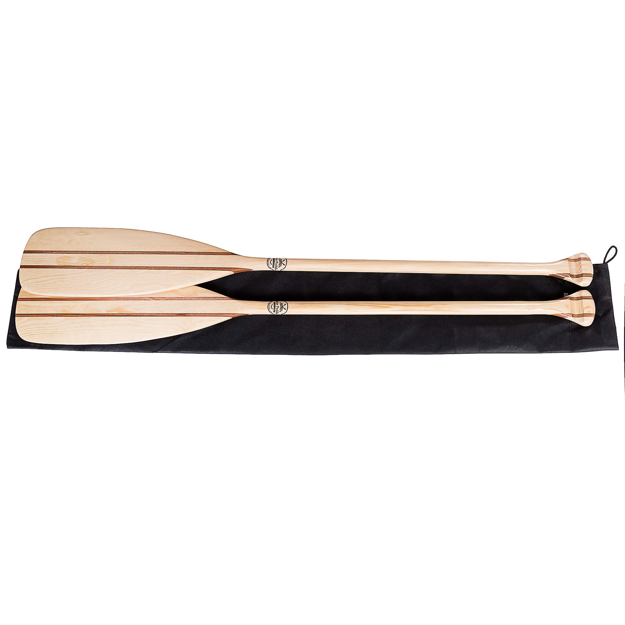 John Paddle Set: 2 Stück Holzpaddel 90cm- 180cm, Stechpaddel aus Holz + 1 Stück Paddle Sleeve (Doppelpaddeltasche) Höchste Qualität - EU ökologische Produktion