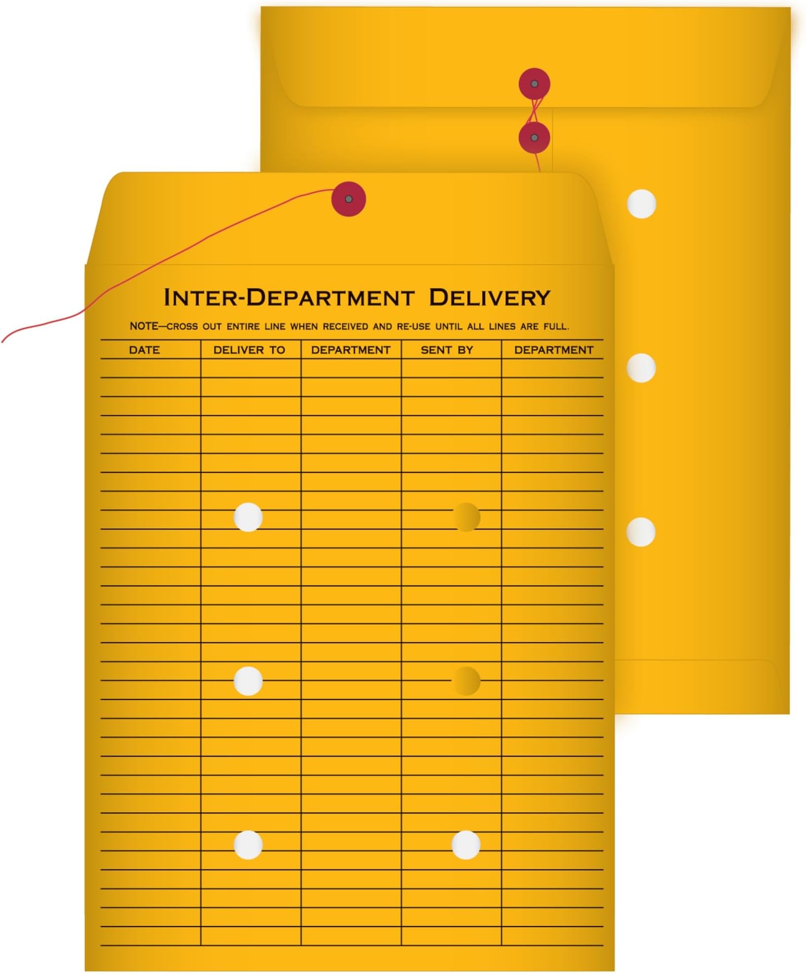 Quality Park 1-Side Print Inter-Department Envelopes, String-Tie, Brown Kraft, 9 x 12, 100 per Carton, (63462)