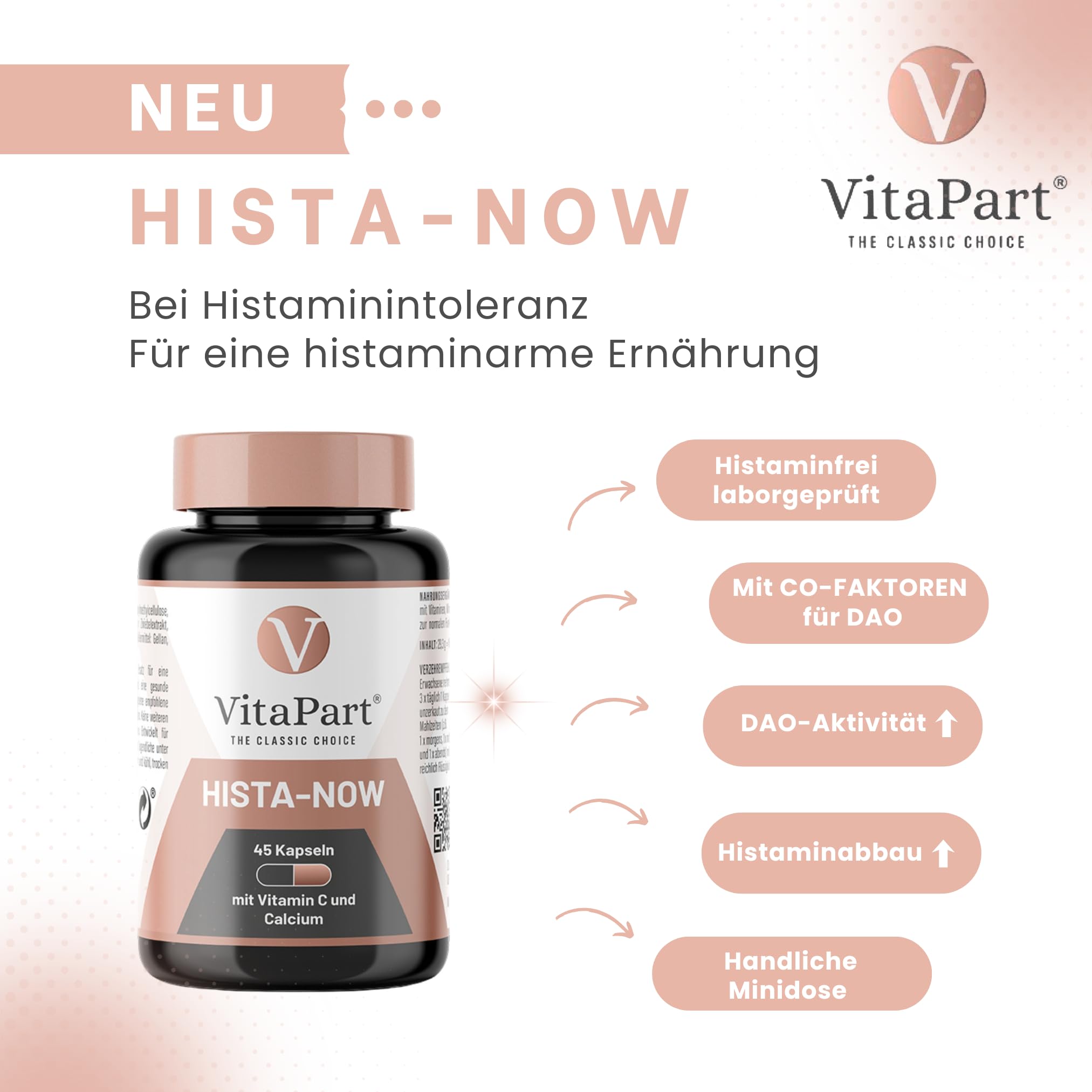Hista-Now + Hista-Flor Kapseln 2er-Vorteilspack - bei Histaminintoleranz und histaminarmer Ernährung, laborgeprüft histaminfrei, vegan, 2 Dosen mit 105 Kapseln, ideale Kombination für HIT