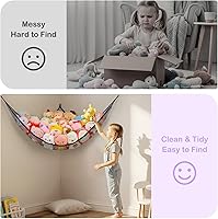 Vista 2 de Basumee Red de animales de peluche o hamaca con luz LED, hamaca de red de juguetes para almacenamiento de animales de peluche, hamacas para cuarto