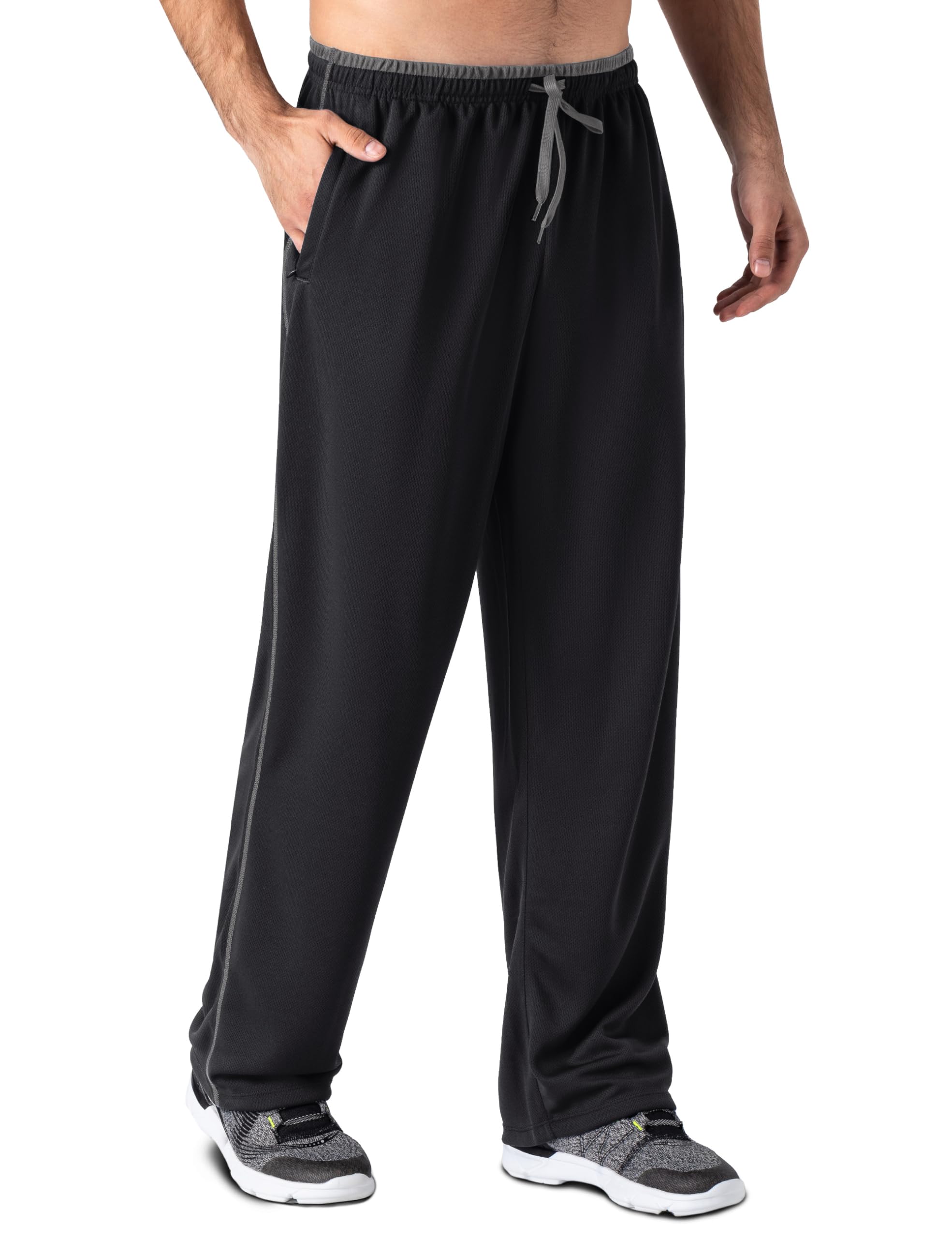 EKLENTSON Herren Trainingshose Jogginghose Mesh Fußball Fitness Schnell Trocknende Hose mit Reißverschlusstaschen