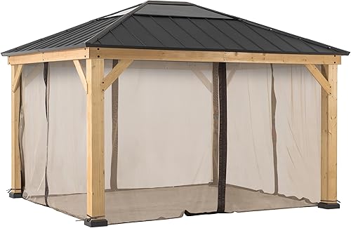 Vista 29 de SUNJOY Paneles de mosquitera de repuesto, resistentes al agua, 4 paneles para protección Sunjoy de 11 x 11 pies, para glorieta Sunjoy de 11 x 11