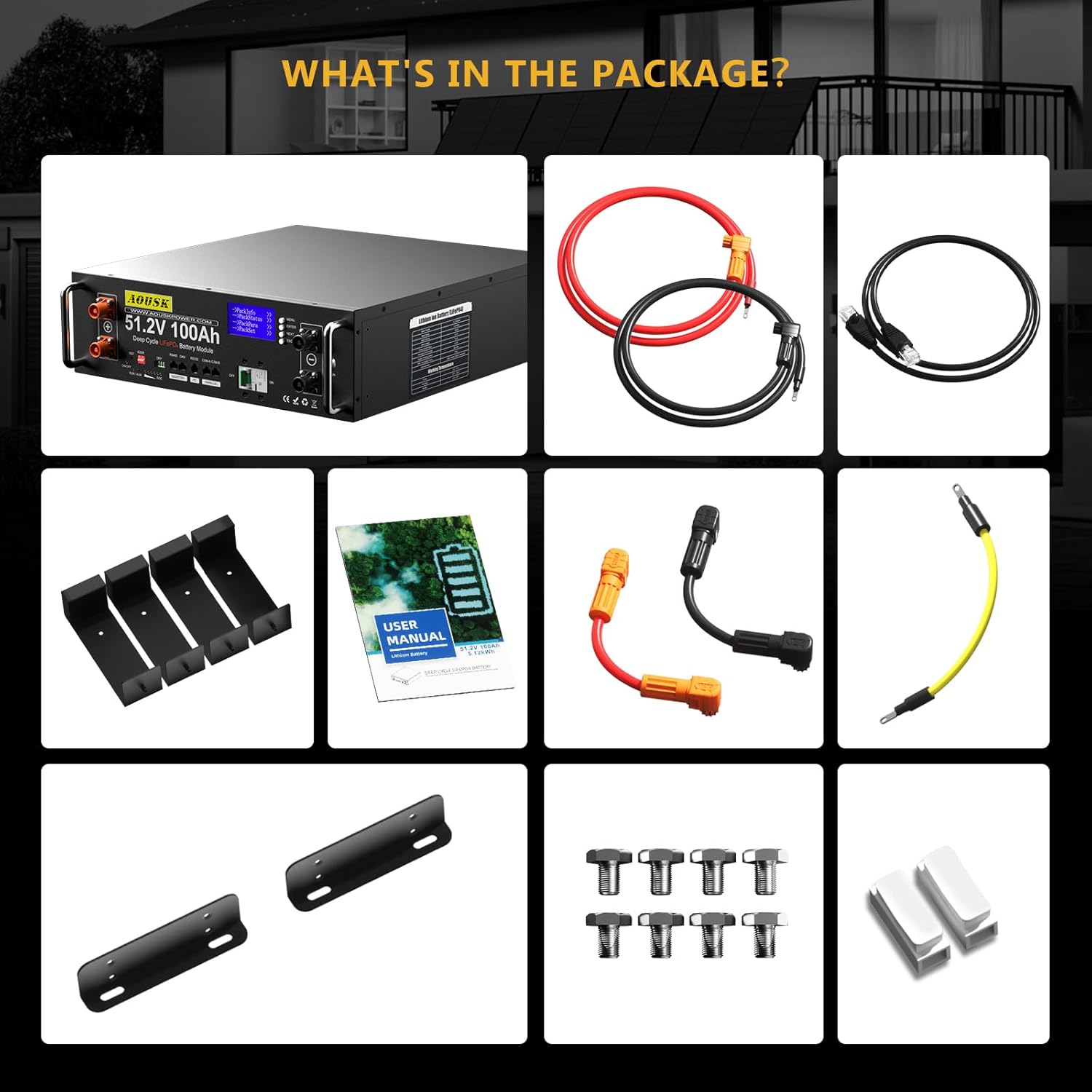 48V 400Ah(V2) LiFePO4 Lithium Battery (4 Pack 48V 100AH) with 100A BMS, 20.48kWh Capacity, Server Rack Battery with Bluetooth, 6000 Deep Cycles, Ideal for Off-Grid, Solar