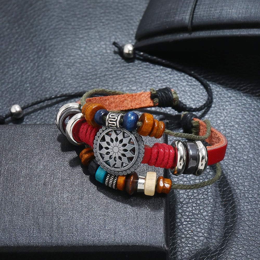 OYEFLY Vintage Bohemia Beaded Bracelet, Multilayer Hand Woven Wristbands, Hemp Cords Wrap Bracelet Jewelry for Men and Women