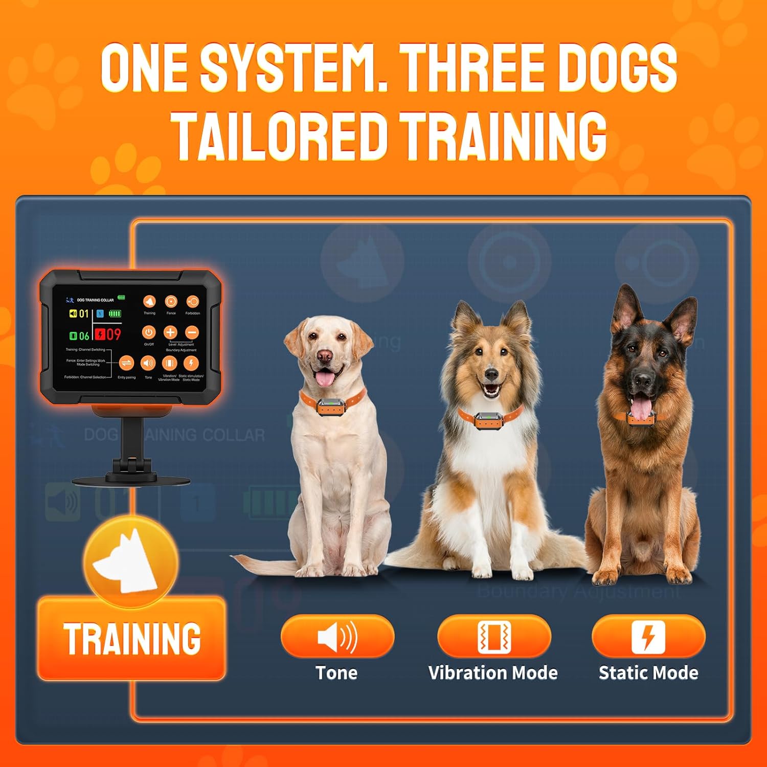 2025 New Model 3-in-1 Wireless Dog Fence System - Radar Dog Fence, Training Collar, No-Go Zones for Large/Medium Dogs | 1-Acre Coverage | Indoor/Outdoor Use | Real-Time Tracking (for 2 Dogs)