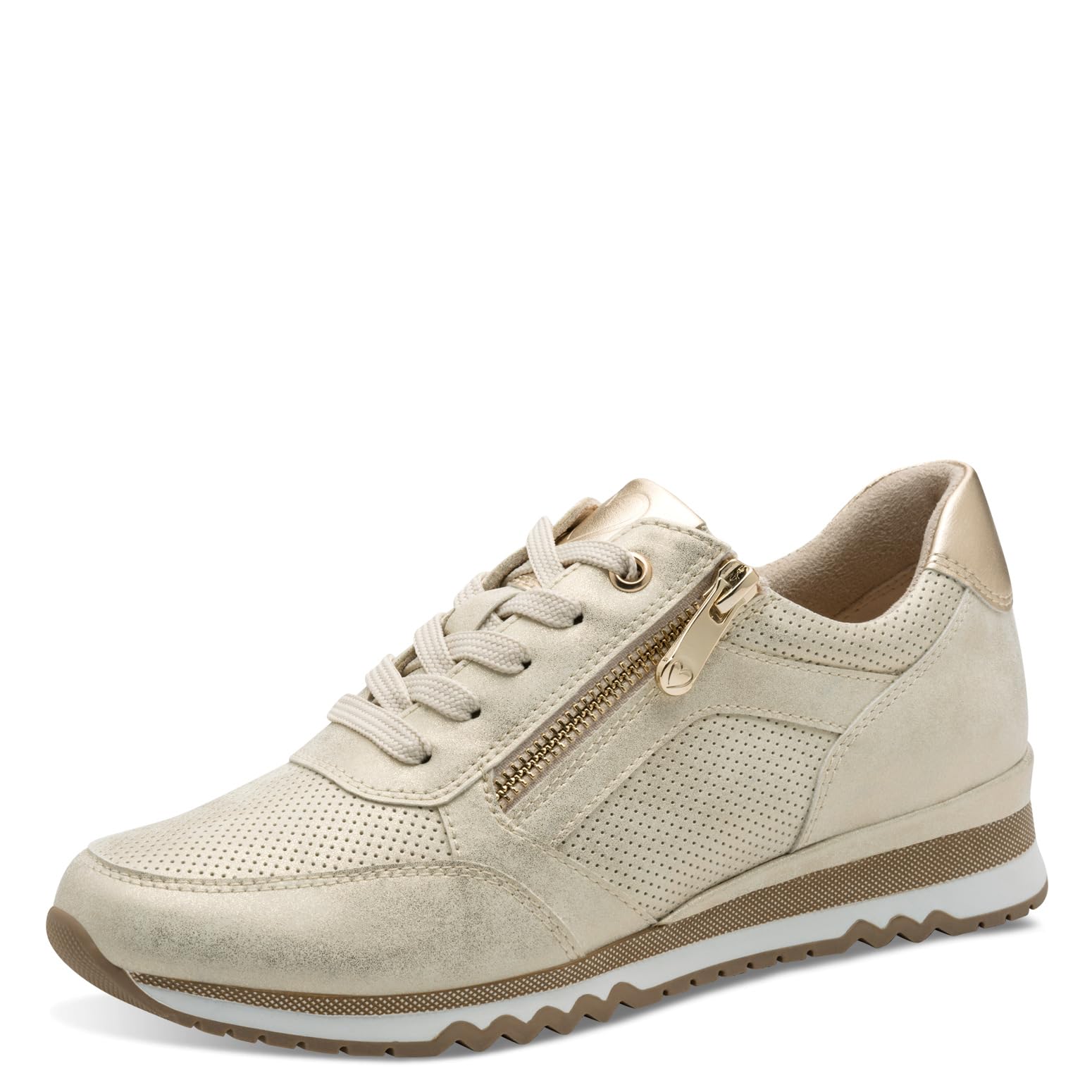 MARCO TOZZI Women Sneaker Soft Feel Me Removable Footbed Soft Lining Vegan Stylish, Beige (Dune MET.Comb), 4.5 UK