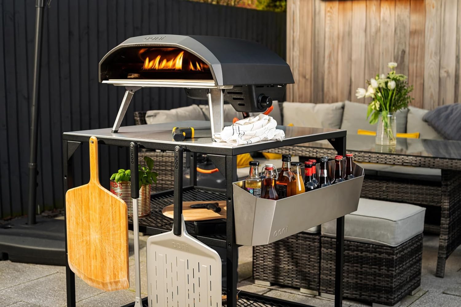 ooni Grande table modulaire d'extérieur – Chariot de four à pizza de 31 x 31 x 35 cm, en acier inoxydable pour grill et barbecue, table d'extérieur