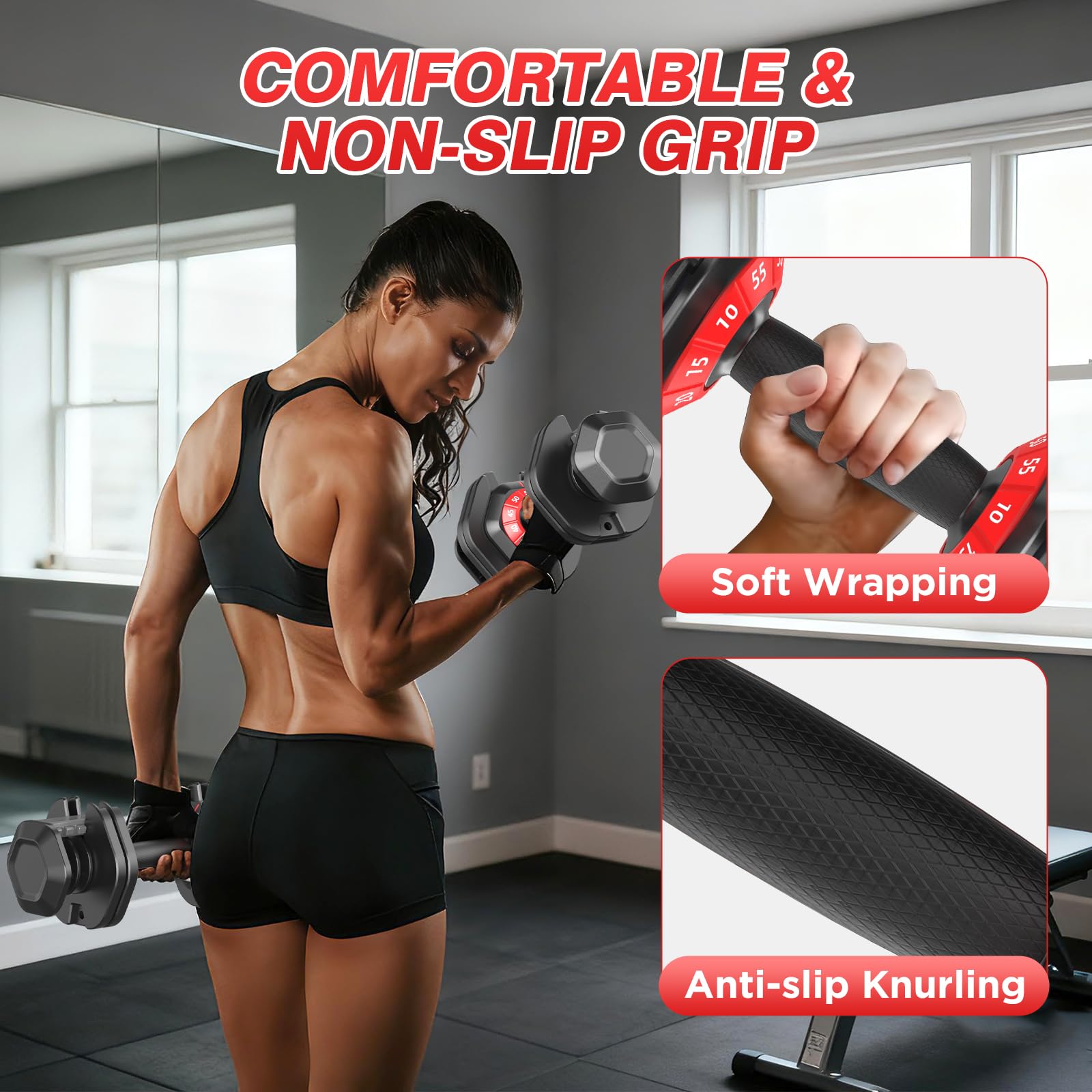 Adjustable Dumbbells Set All in One Free Weights Set for Home Gym | 25/26.5/52.5/55/85lbs Weights Dumbbells Set, 1 Sec Adjust Weights with Anti-Slip Handle for Home Fitness