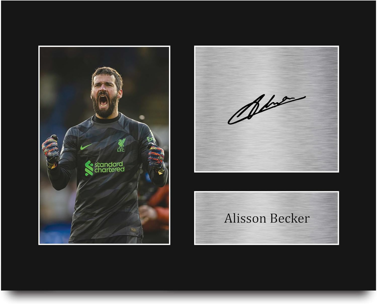 HWC Trading Alisson Becker Liverpool 16 x 12 inch (A3) Printed Gifts Memorabilia Signed Autograph Photograph Display for Football Fans and Supporters - 16" x 12" Framed