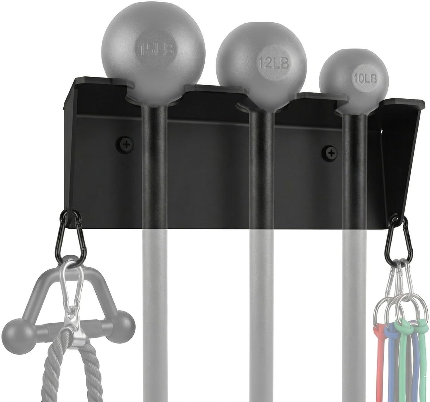 Premium 3-Slot Macebell Wall Rack - Ultra-Thick Steel Construction with Protective Felt Padding - Space-Saving Gym Storage for Most Mace Sizes - Includes Universal Wall Anchors & 2 Carabiners