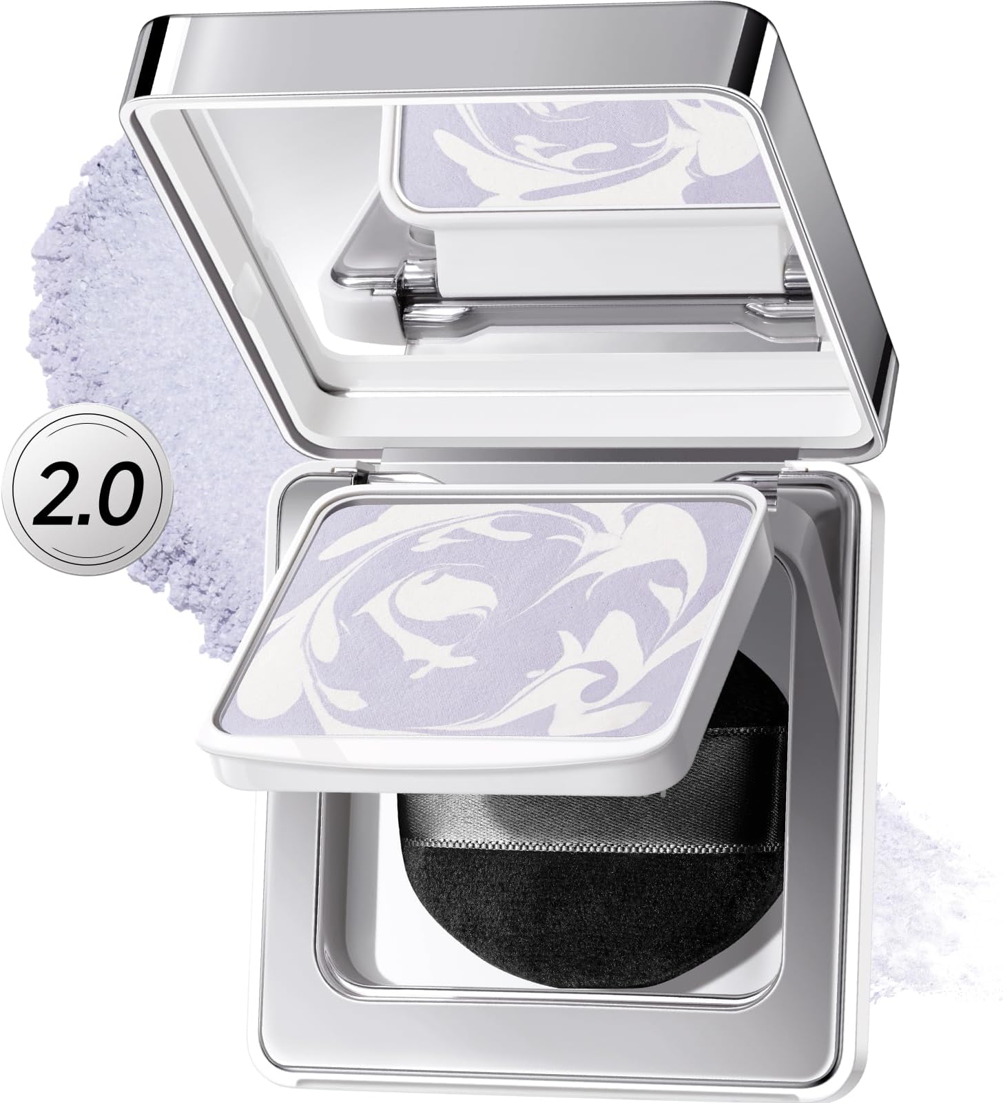 CARSLAN 2.0 Black Magnet Soft Focus Powder, Waterproof Translucent Pressed Setting Powder, 24H Longlasting Talc-Free Face Powder, Oil Control Compact Makeup,03 Blue Purple For Sensitive Skin, 0.28Oz