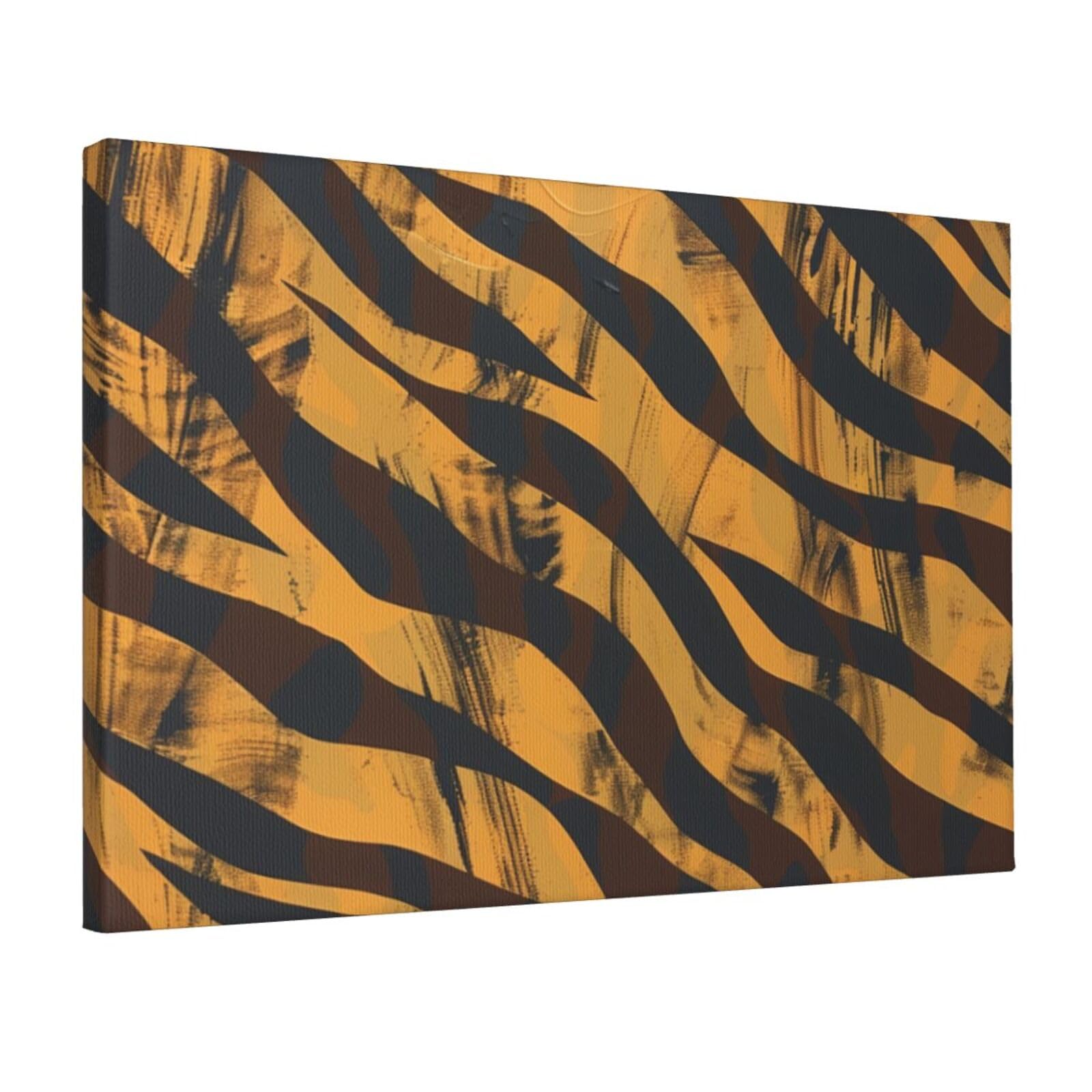 YKLJG Tiger Stripe Printed Wall Art Canvas Prints 45x30 CM Wooden Framed Picture Painting Artwork for Bedroom Kitchen Home Office Decor