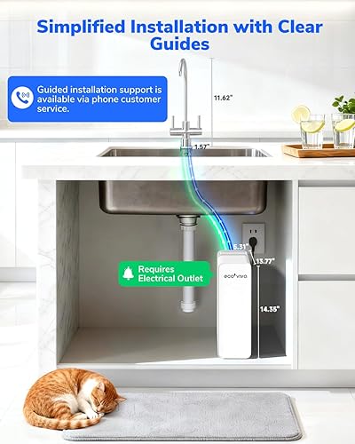 Miniatura 7 de Ecoviva Sistema de ósmosis inversa 600GPD, sistema de filtro de agua para debajo del fregadero, sin tanque, TDS inferior, relación 2.51