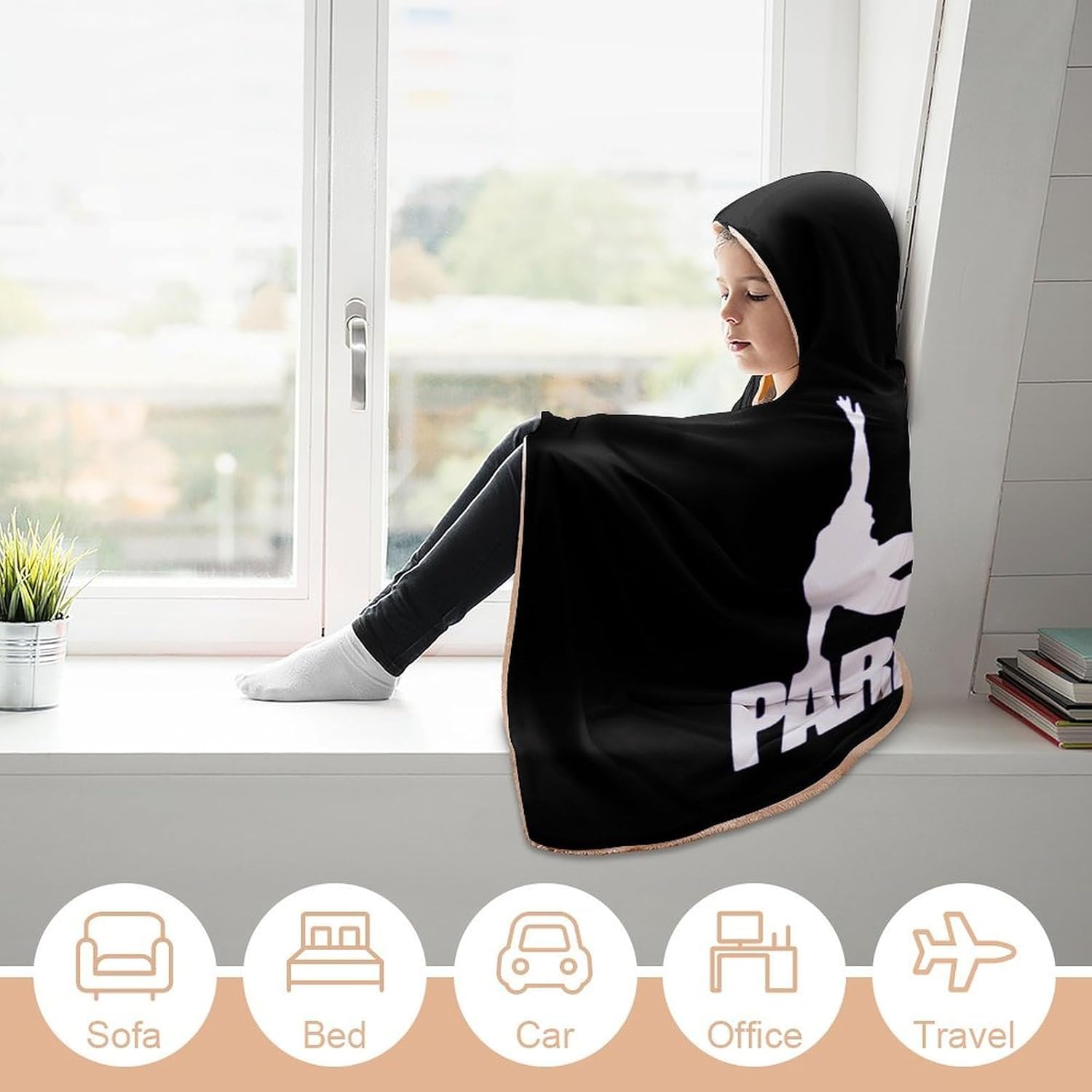 Parkour Sport Fashion Wearable Blanket Hoodie Fleece Throw Cloak Robe Unisex