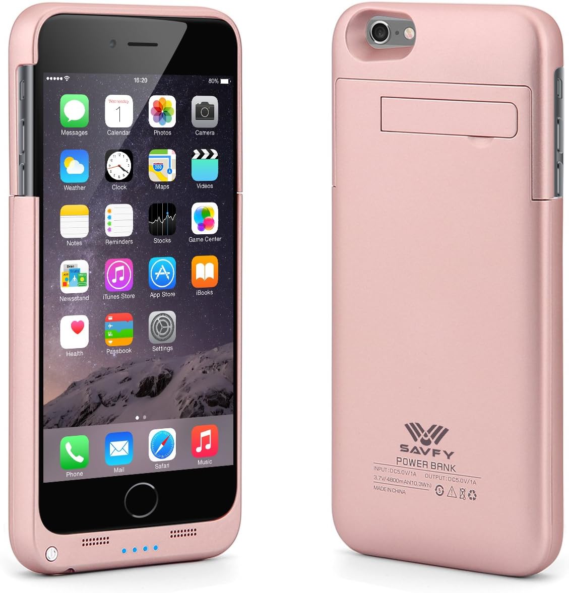 SAVFY iPhone 6S Plus/iPhone 6 plus Battery Case, iPhone Plus Battery (5.5 inch) 4800mAh External Backup Power Battery Charger Case Cover with Kickstand (Rose Gold)
