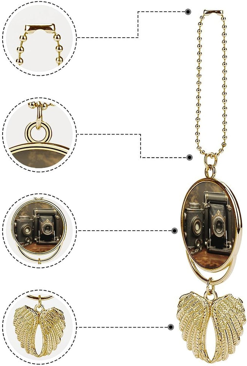 Old Camera Car Pendant Personalized Car Hanging Ornament Auto Rear View Mirror Hanging Decoration Accessories Metal Cars Interior Ornament for Most Cars Truck SUV image 3