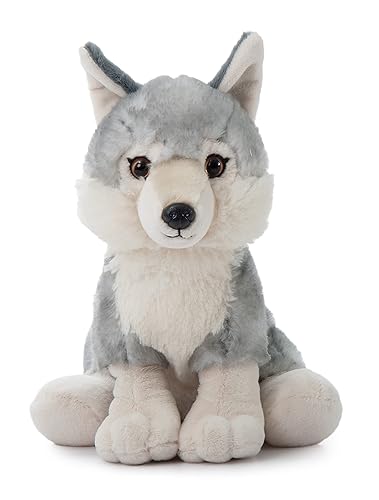 The Petting Zoo Wolf Stuffed Animal, Gifts for Kids, Wild Onez Zoo Animals, Grey Wolf Plush Toy 12 inches