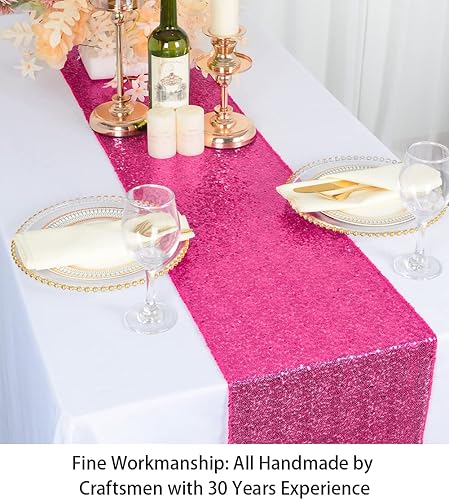 Vista 181 de Camino de mesa de lentejuelas doradas, 12 x 72 pulgadas, paquete de 15 caminos de mesa de boda con purpurina, camino de mesa dorado brillante