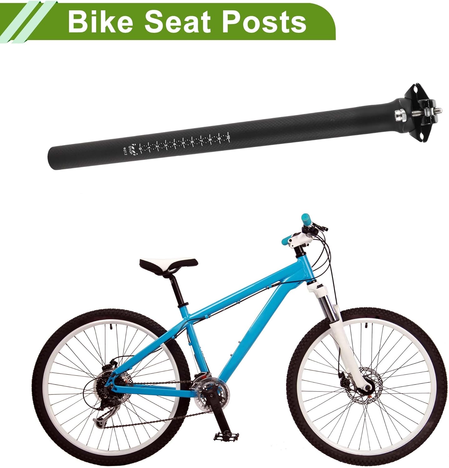 Universal 27.2x400mm Carbon Fiber Pattern Matte Black Bike Seat Posts Shock Absorbing Bike Saddle Post Seat Tube Carbon Fiber 1 Pc