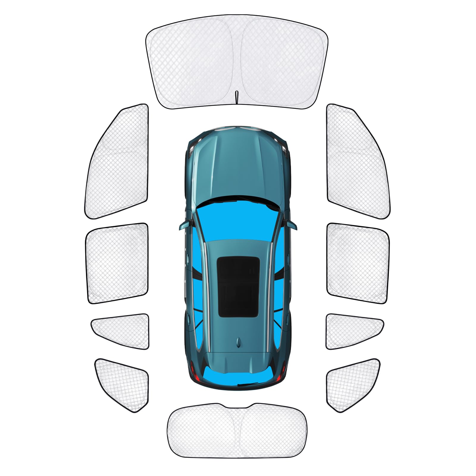 KMF 10pcs Thicken Sun Shades Custom Fit for BMW X5 Accessories 2019-2025 2026, Full Car Window Covers Sunshade for Windshield Side Rear, UV Block Protecting Privacy for Car Camping Blackout Outdoor