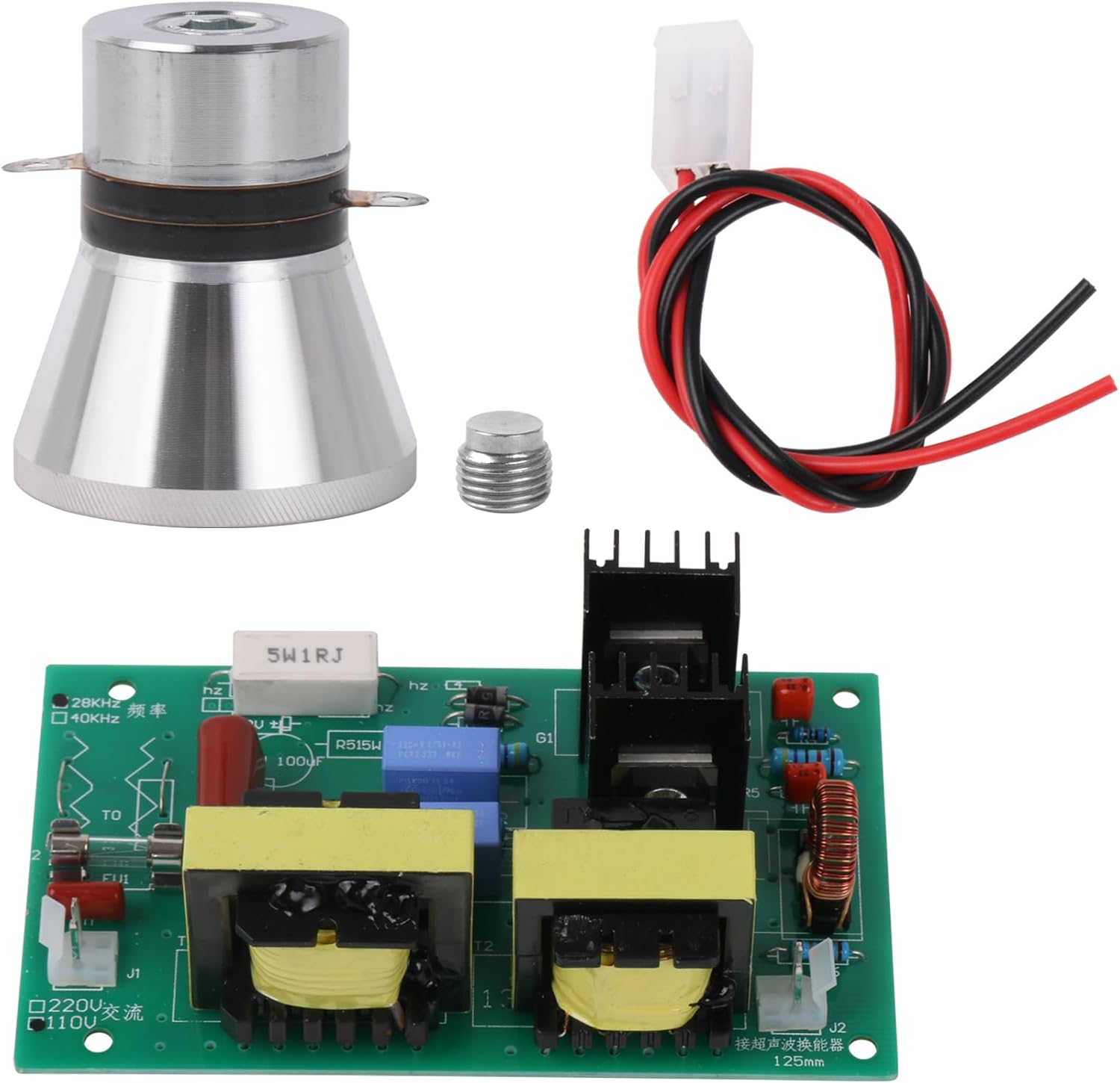 BQLZR 110V 100W Ultrasonic Power Driver Board & 28KHz 100W Transducer Kit for Industrial Cleaning Machines