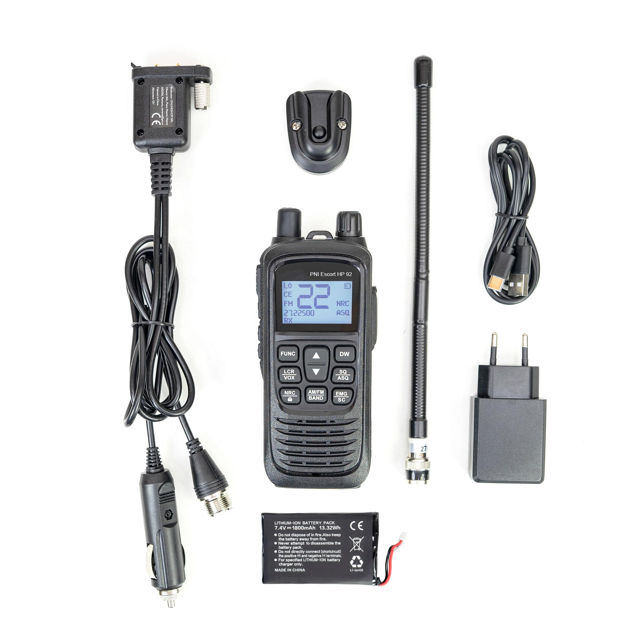 Estación de Radio CB portátil PNI Escort HP 92 multiestándar, 4W, Am-FM, NRC, Dual Watch, Roger Beep, ASQ SQ Ajustable, VOX, 12V-24V