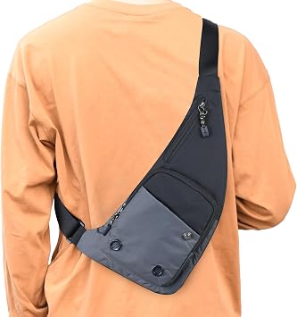 Peicees Water-resist Sling Bag Crossbody Bag for Men Slim Chest Backpack Man Purse Small Shoulder Bag for Travel Hiking