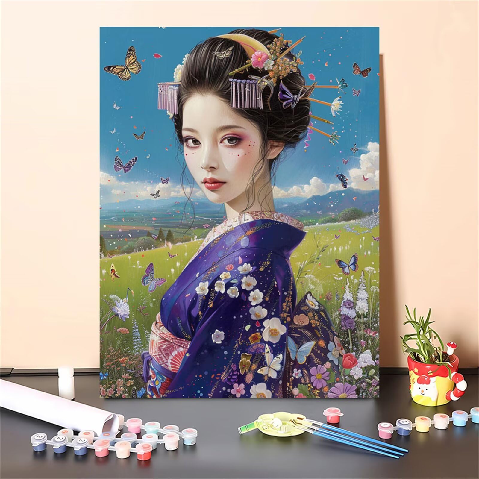 Dipingere con i Numeri per Adulti ragazza Paint by Numbers Kit Foglie Fai da te Hobby Creativi Adulti,Dipingi con i Numeri con Pennelli e Acrilico Pigmento,Decor della Casa Regalo 80x100cm M-593