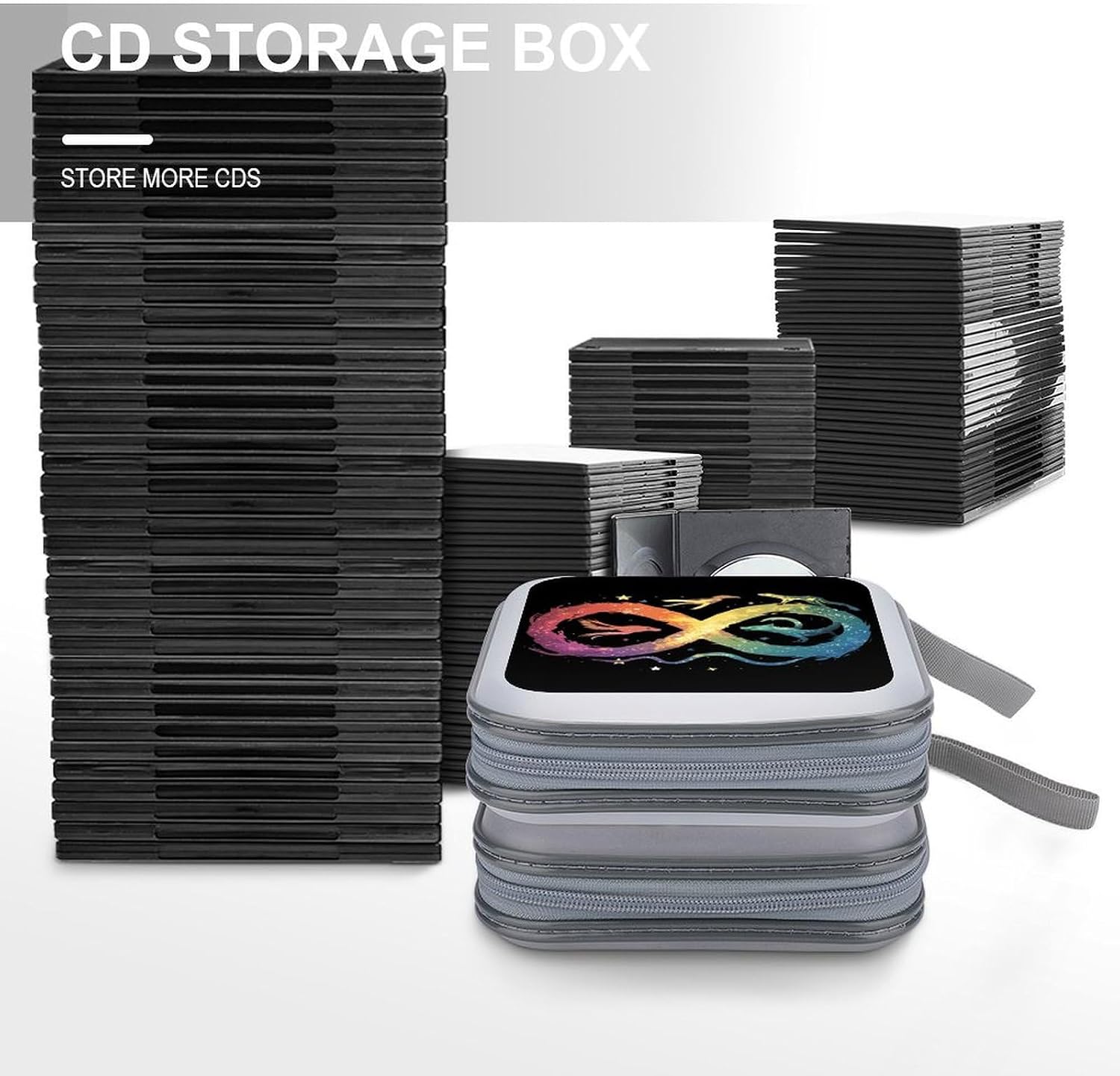 Neurodiversity Symbol Protective CD Case Storage Rack 40 Capacity DVD Holder Organizer Car Travel