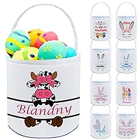 Vista 22 de Cesta de Pascua personalizada con nombre, bolsas de lona personalizadas para niños, cestas de Pascua para bebés, niños y niñas, color rosa