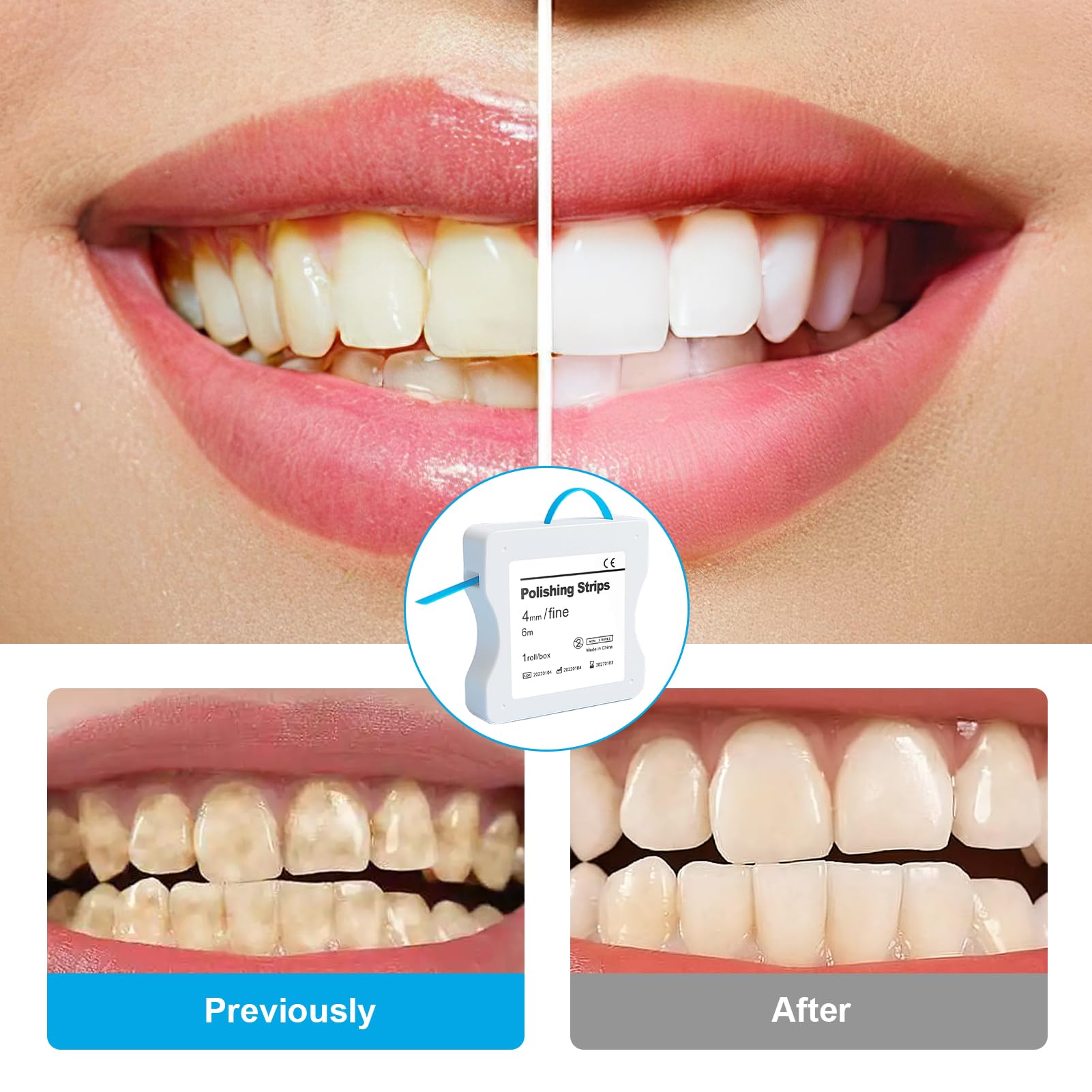 Papel de lija dental 60 μm 4 mm x 6 m/rollo resina azul
