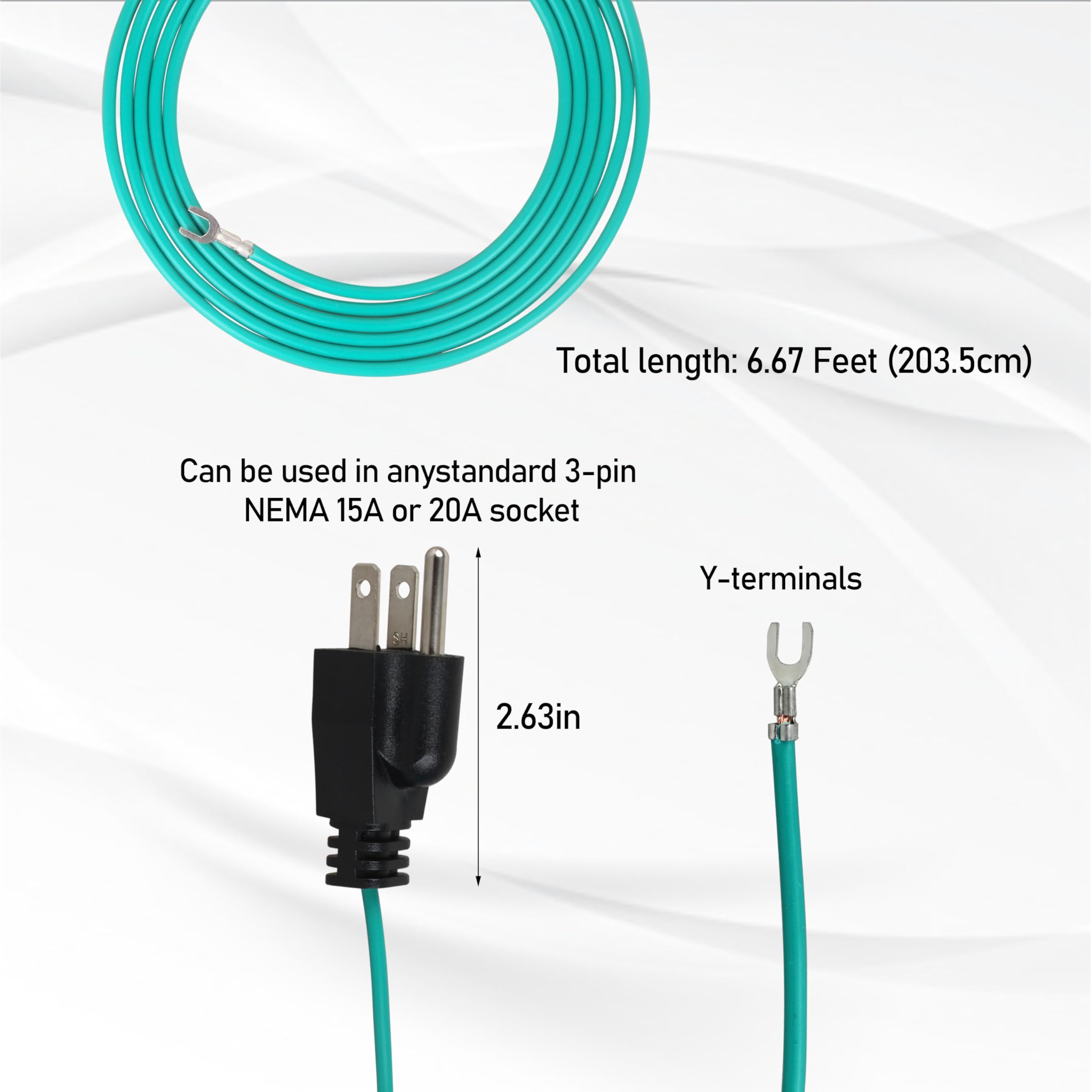 Shielded Ethernet Patch Panel Bond Ground Extension Cord NEMA 5-15P 3 Prong Plug ?6.6ft?