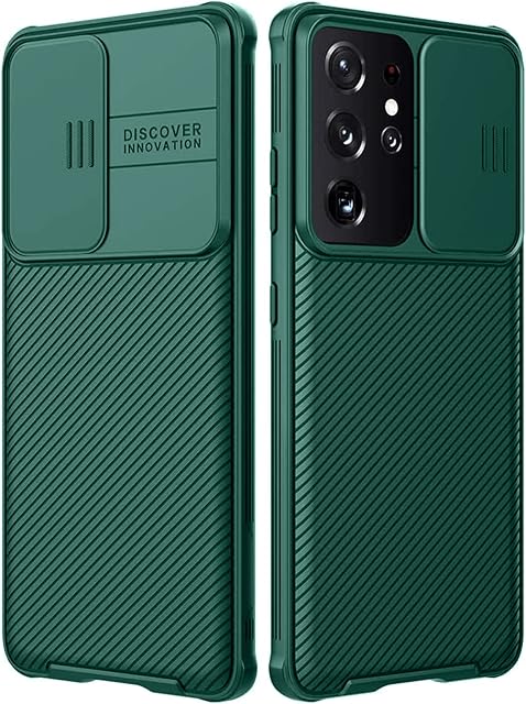 imluckies Shockproof Case for Samsung Galaxy S21 Ultra with Sliding Camera Cover, Slim Fit& Scratch-Resistant, Camera Lens Protection Case for Samsung Galaxy S21 Ultra 5G 6.8"-Green
