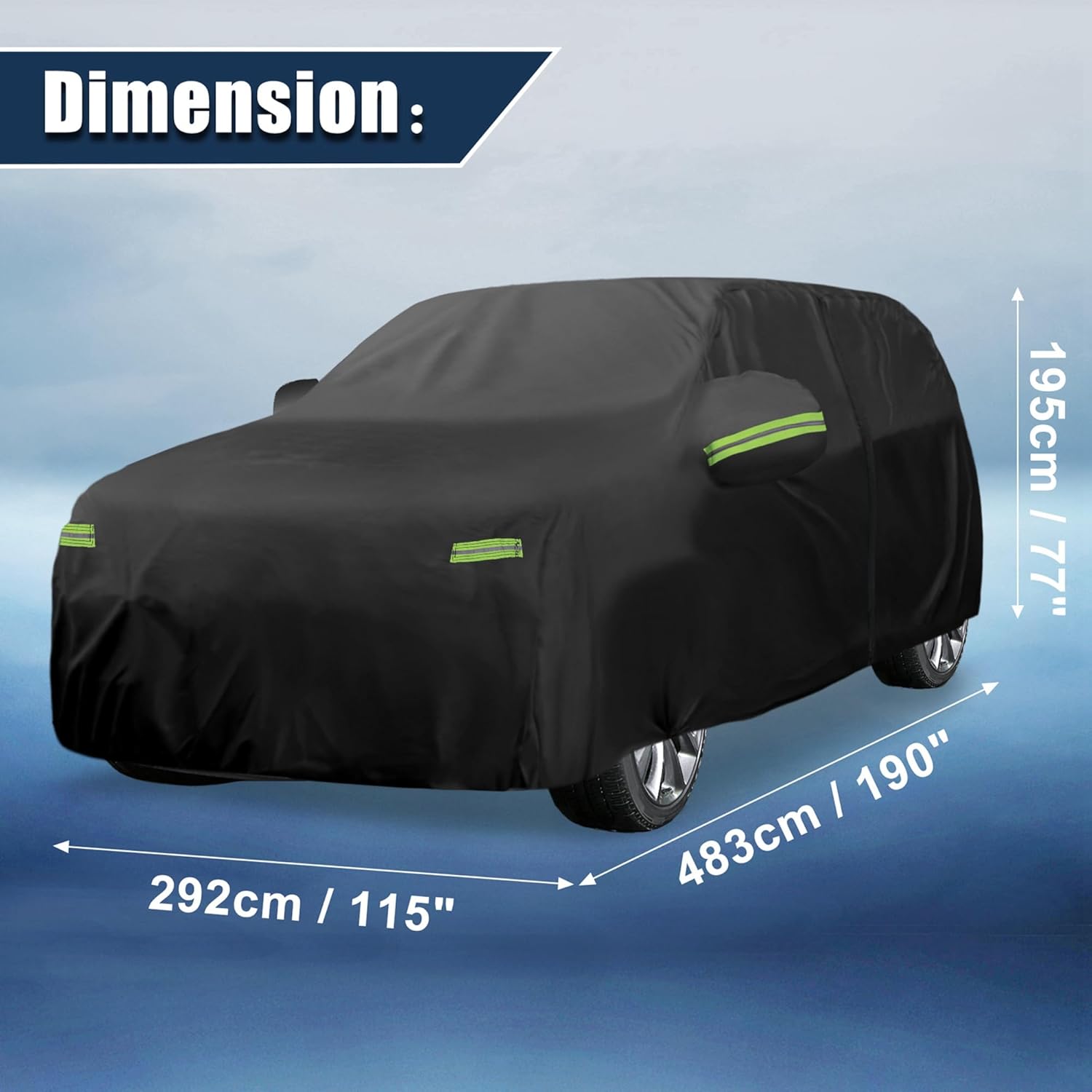 uxcell Waterproof Car Cover for Dodge Durango 2011-2023 Outdoor Full Car Cover All Weather Protection Rain Sun Protection with Zipper Black