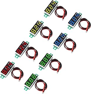 Voltage Tester,Mini Digital Voltmeter Gauge Tester 0.28" 2 Wire DC 4.5V-30V Blue/Yellow/Red/Green LED Display Voltage Tester DC Volt Meter 4 Colours