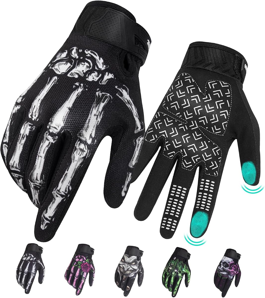 Motorcycle Gloves for Men Women Touchscreen, Lightweight Dirt Bike Glove Non-Slip, Skeleton Motorcycle Riding Glove