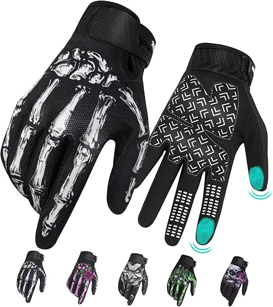 RIGWARL Motorcycle Gloves for Men Women Touchscreen, Lightweight Dirt Bike Glove Non-Slip, Skeleton Motorcycle Riding Glove