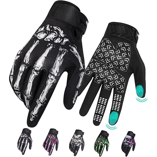 RIGWARL Motorcycle Gloves for Men Women Touchscreen, Lightweight Dirt Bike Glove Non-Slip, Skeleton Motorcycle Riding Glove
