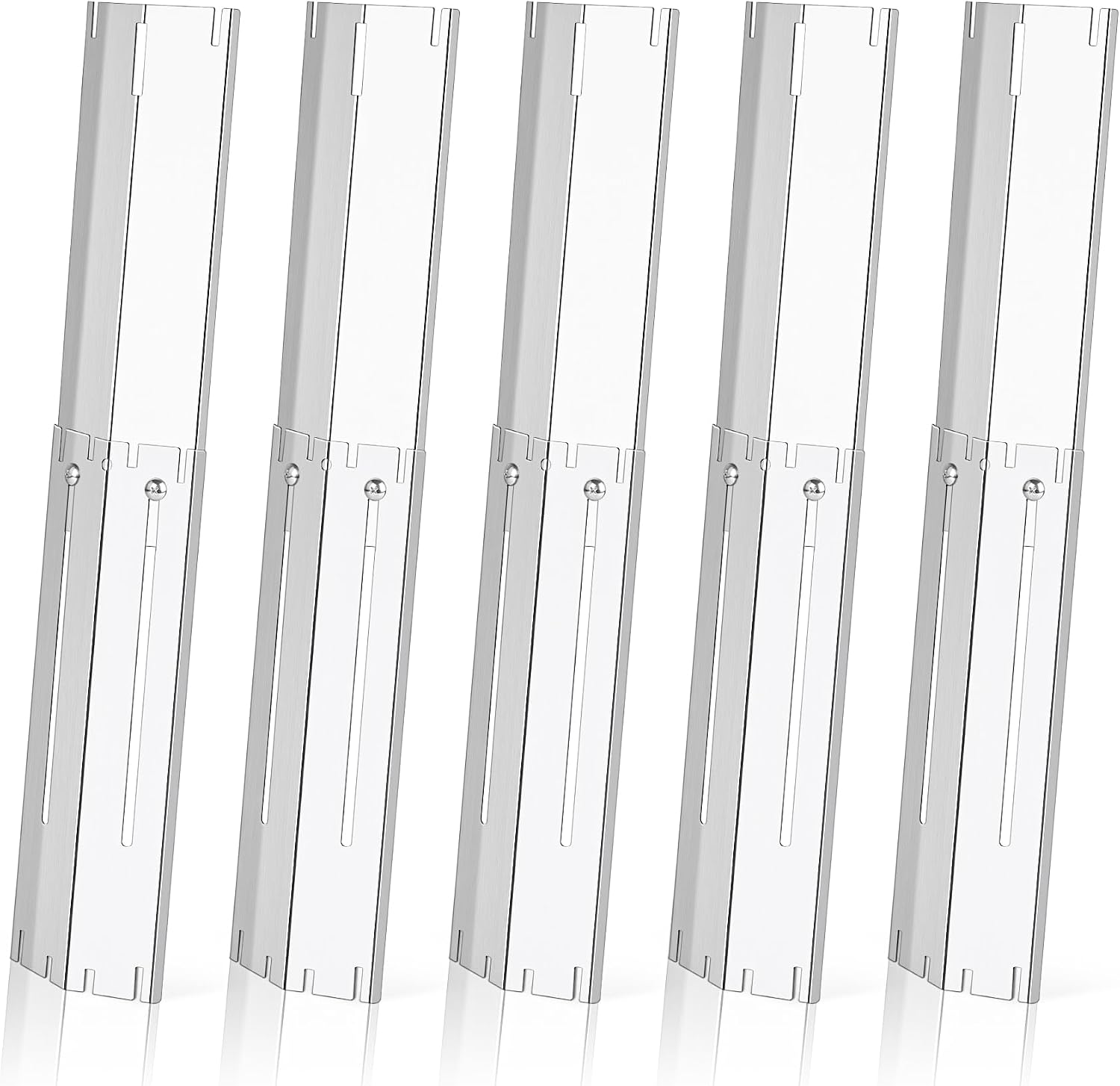 Universal Stainless Steel Adjustable Grill Heat Plates Heat Tents Heat Shields Burner Cover, Compatible with Charbroil, Nexgrill, Brinkmann, Dyna Glo etc., Extends from 11.75" up to 21" L, 5 Pack