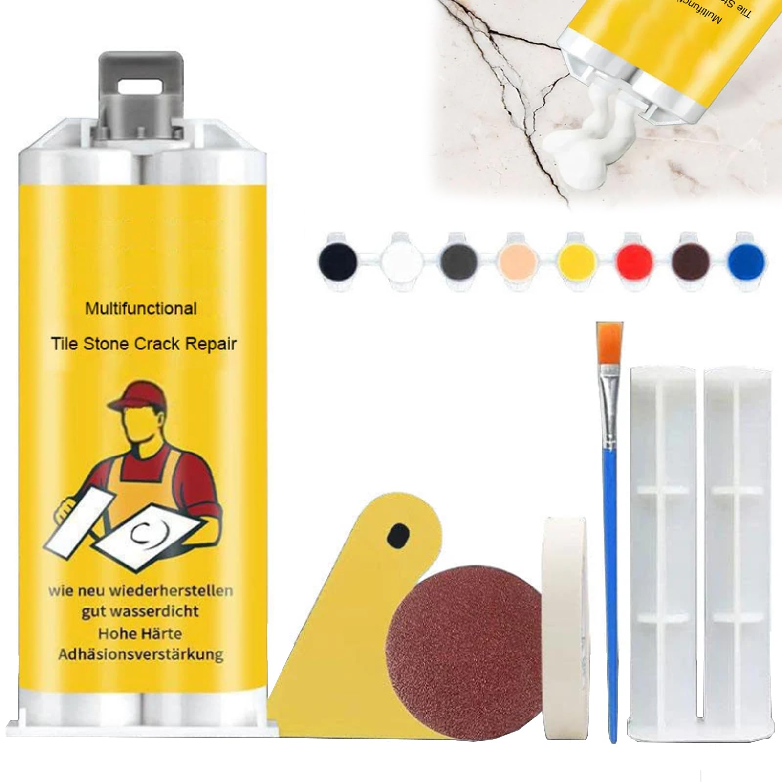 Multifunctional Tile Stone Crack Repair Kit,Tile Granite and Marble Repair Kit,Porcelain Repair Kit,Tile and Ceramic Glaze Repair Paste,for Fix Cracked Bathtub Chip Countertop Porcelain (1Set)