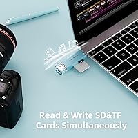 Vista 4 de Lector de tarjetas SD, WALNEW USB 3.0 y adaptador de tarjeta de memoria USB-C a SD/TF para Mac, MacBook, computadora/PC, laptop, iPad, teléfono