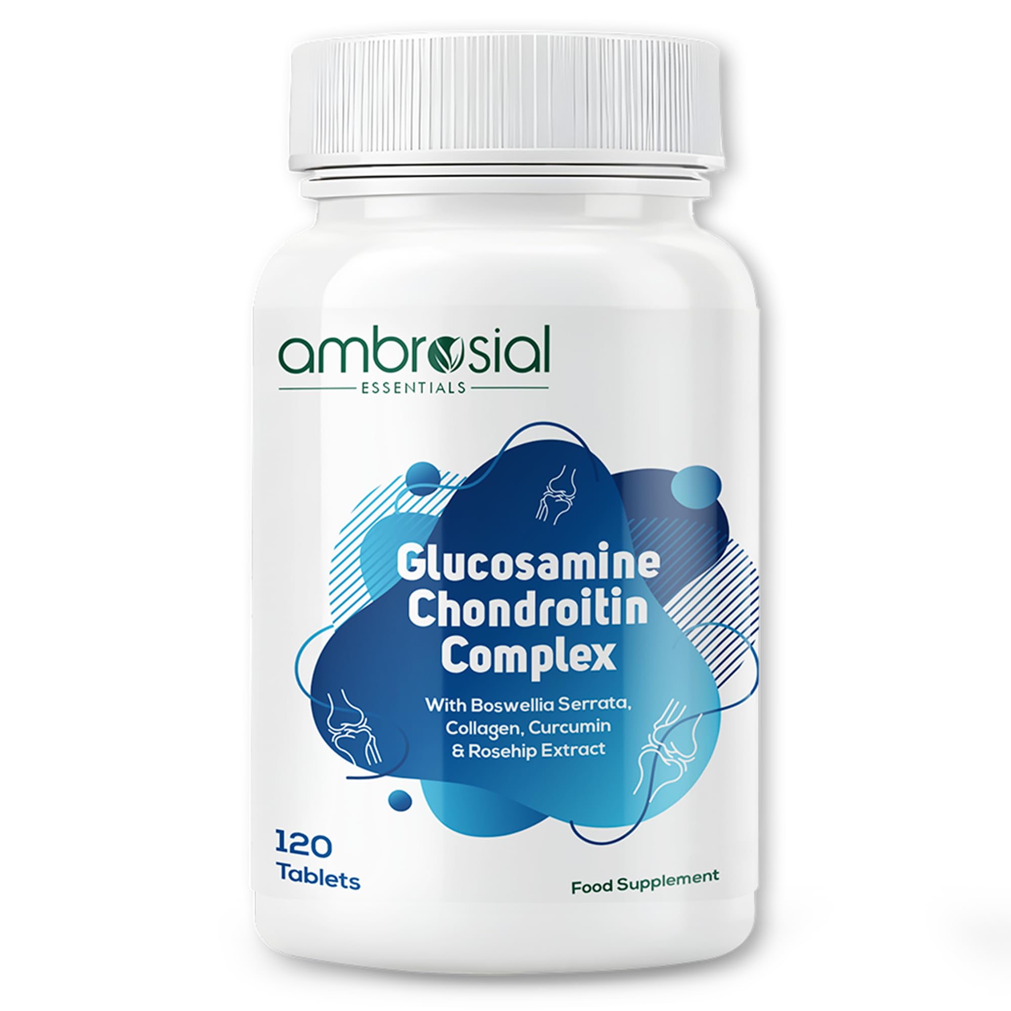 Glucosamine Chondroitin High Strength with Collagen, Curcumin, Boswellia & Rosehip – 6-in-1 Formula for Men & Women – Non-GMO, GMP Certified, 120 Tablets (4 Months Supply)