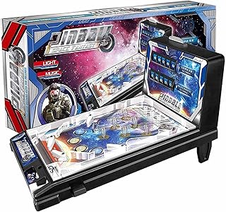 Mini Flipperautomat Klassischer Arcade Spielautomat Elektronischer Arcade Flipperautomat Tisch Murmelspiel mit Punkteanzeige Licht und Sound