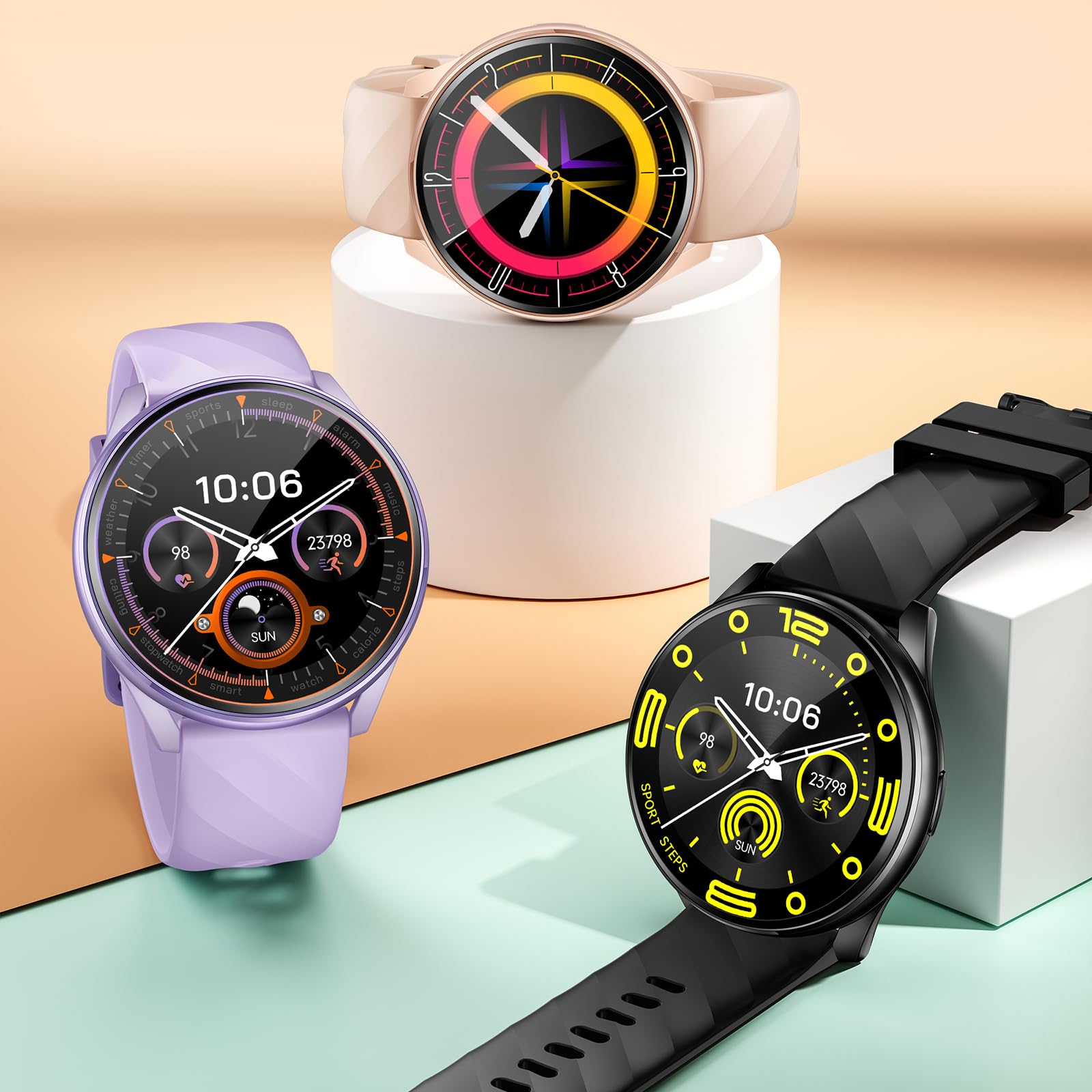 Yihou Smart Watch viola per uomo donna fare/rispondere alle chiamate Reloj Inteligente con frequenza cardiaca/monitoraggio del sonno/100+ modalità sport/pedometro smartwatch per telefoni Android