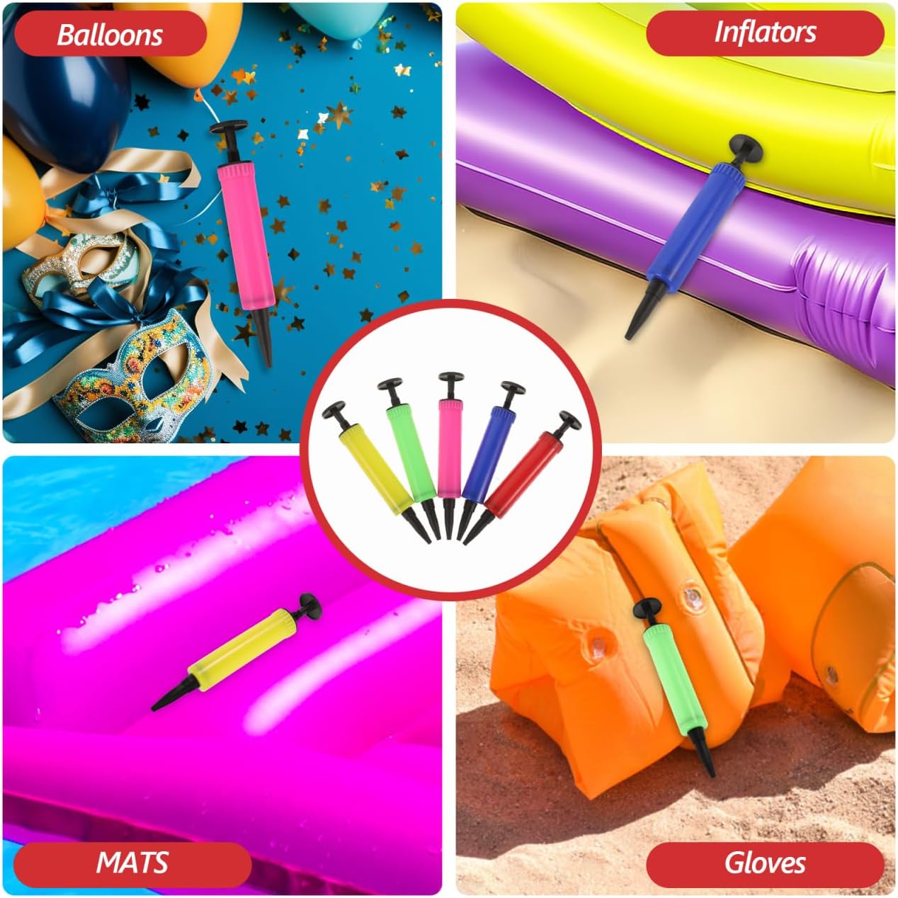 Solustre 15Pcs Portable Mini Hand Held Air Pumps Balloon Inflators U-Shaped Design for Balloons Air Mattresses and Household Inflatables