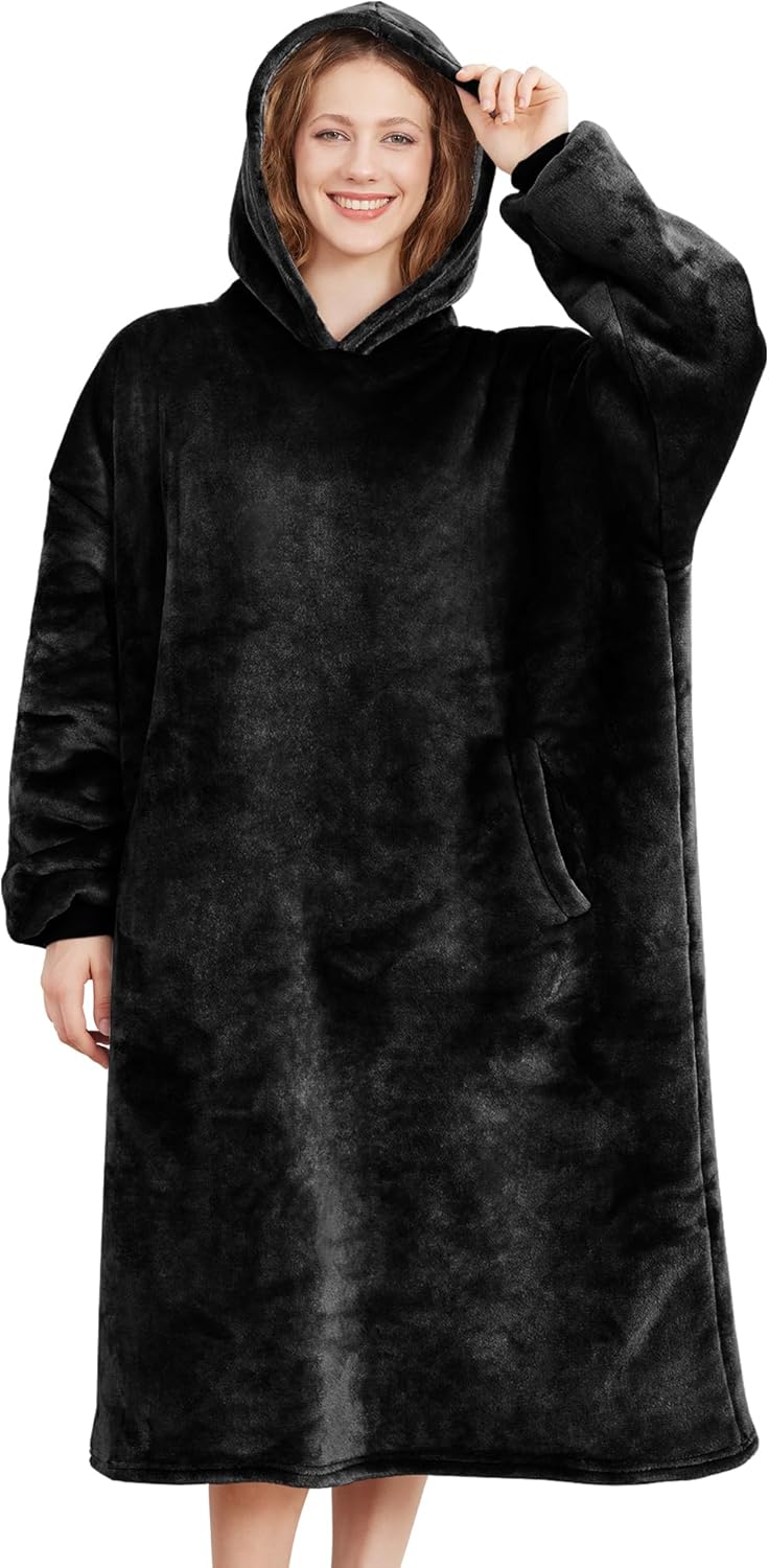 AmyHomie Wearable Blanket Hoodie for Adults & Teens,Oversized Sherpa Hooded Blanket,Warm Cozy Blanket Sweatshirt as Christmas Birthday Gifts for Women Men - Image 2