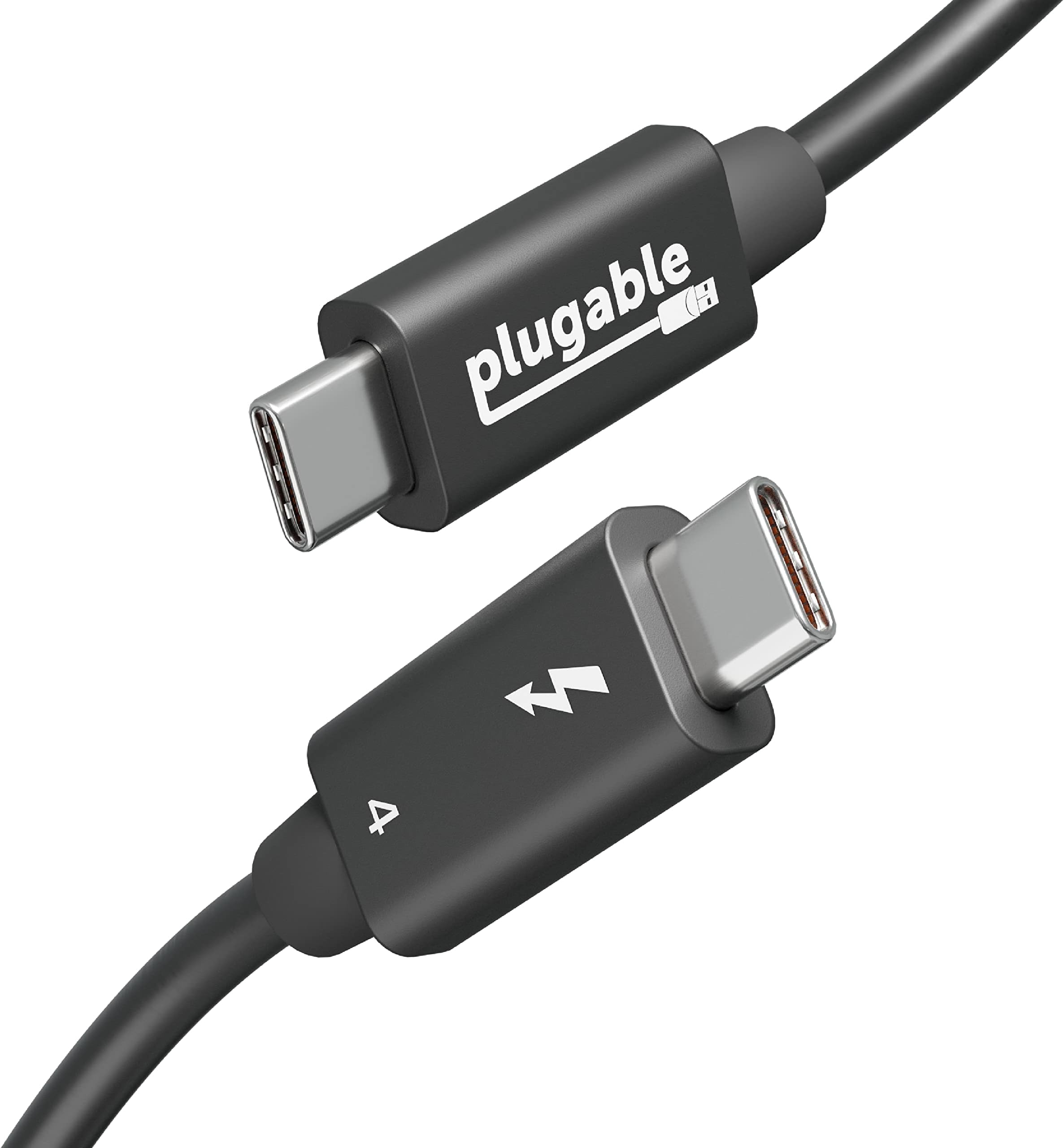 Plugable Thunderbolt 4 Cable 40Gpbs 240W Rechargeable 1m [Thunderbolt Certified] 1 x 8K Monitor, 2 x 4K Monitors, USB4 Thunderbolt 3 USB-C Compatible