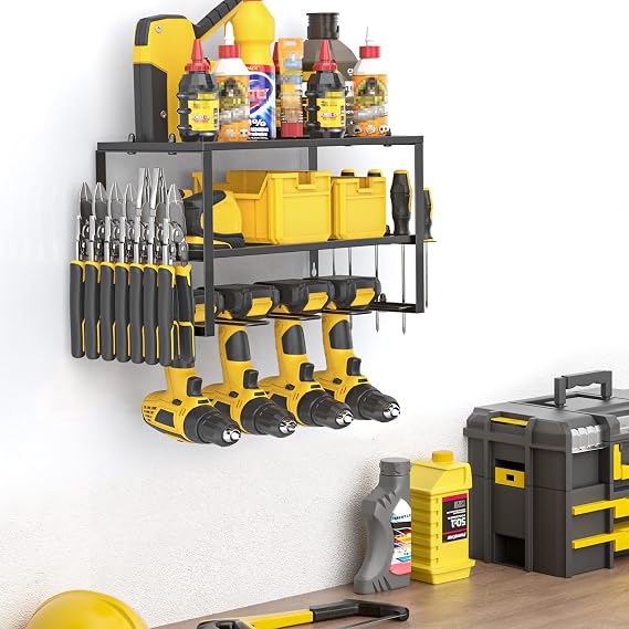SPACECARE Power Tool Organizer- 1 Pack 3 Layers Rack for 4 Drill Holders