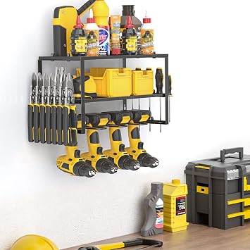 SPACECARE Power Tool Organizer- 1 Pack 3 Layers Rack for 4 Drill Holders