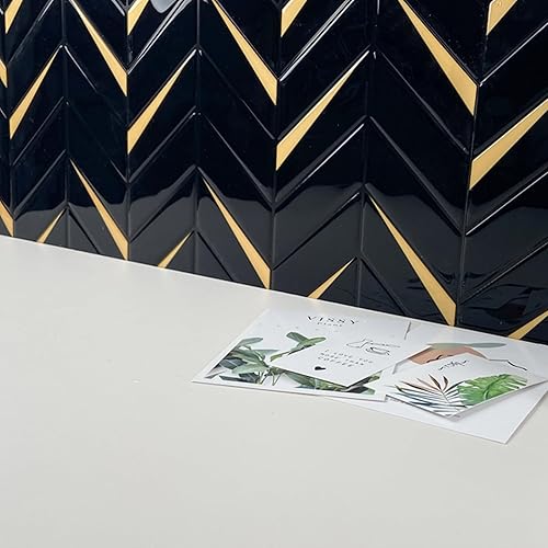 Miniatura 5 de Miscasa Azulejo hexagonal largo para salpicaduras, autoadhesivo 3D verde oliva brillante, para cocina, baño, caravanas, paredes decorativas